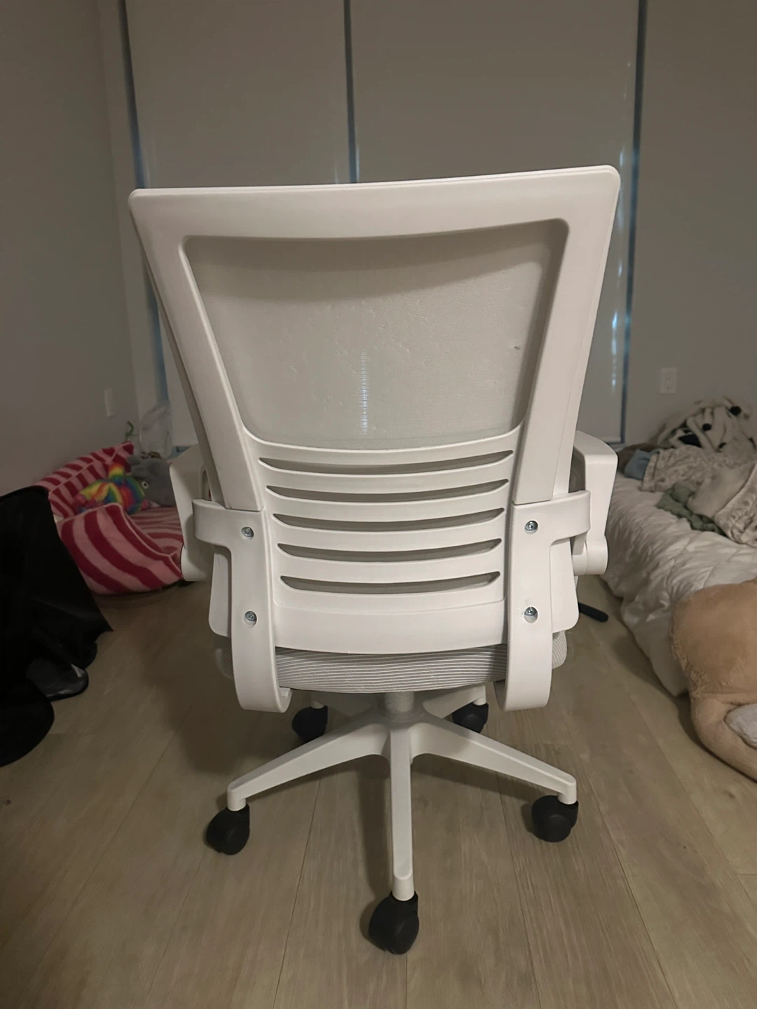 White Rolling Office Chair (Flip-up Armrests) - photo 3
