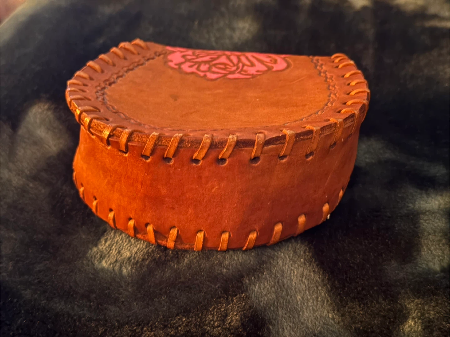 Vintage Leather Cowhide Handmade Clutch Purse With Roses - photo 3