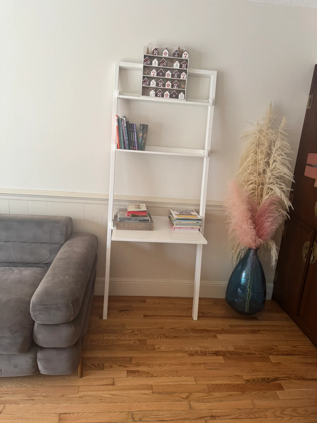 White Leaning Bookshelf - photo 4