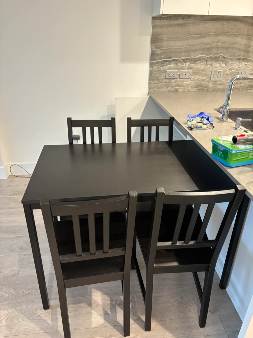 Black Dining Table Set with 4 Chairs - photo 2