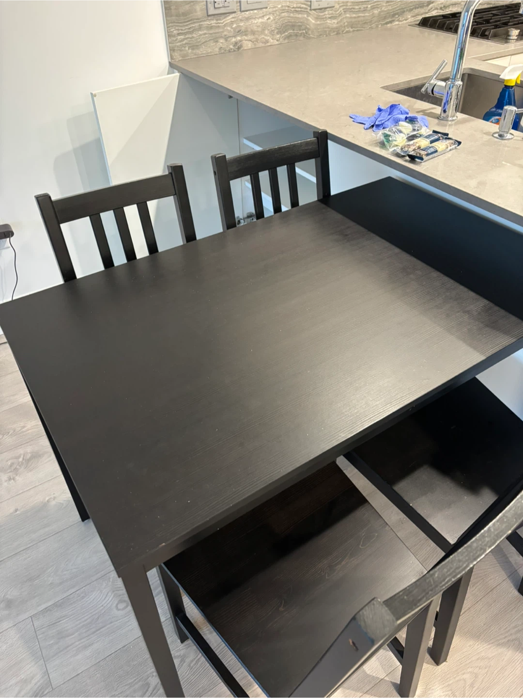 Black Dining Table Set with 4 Chairs