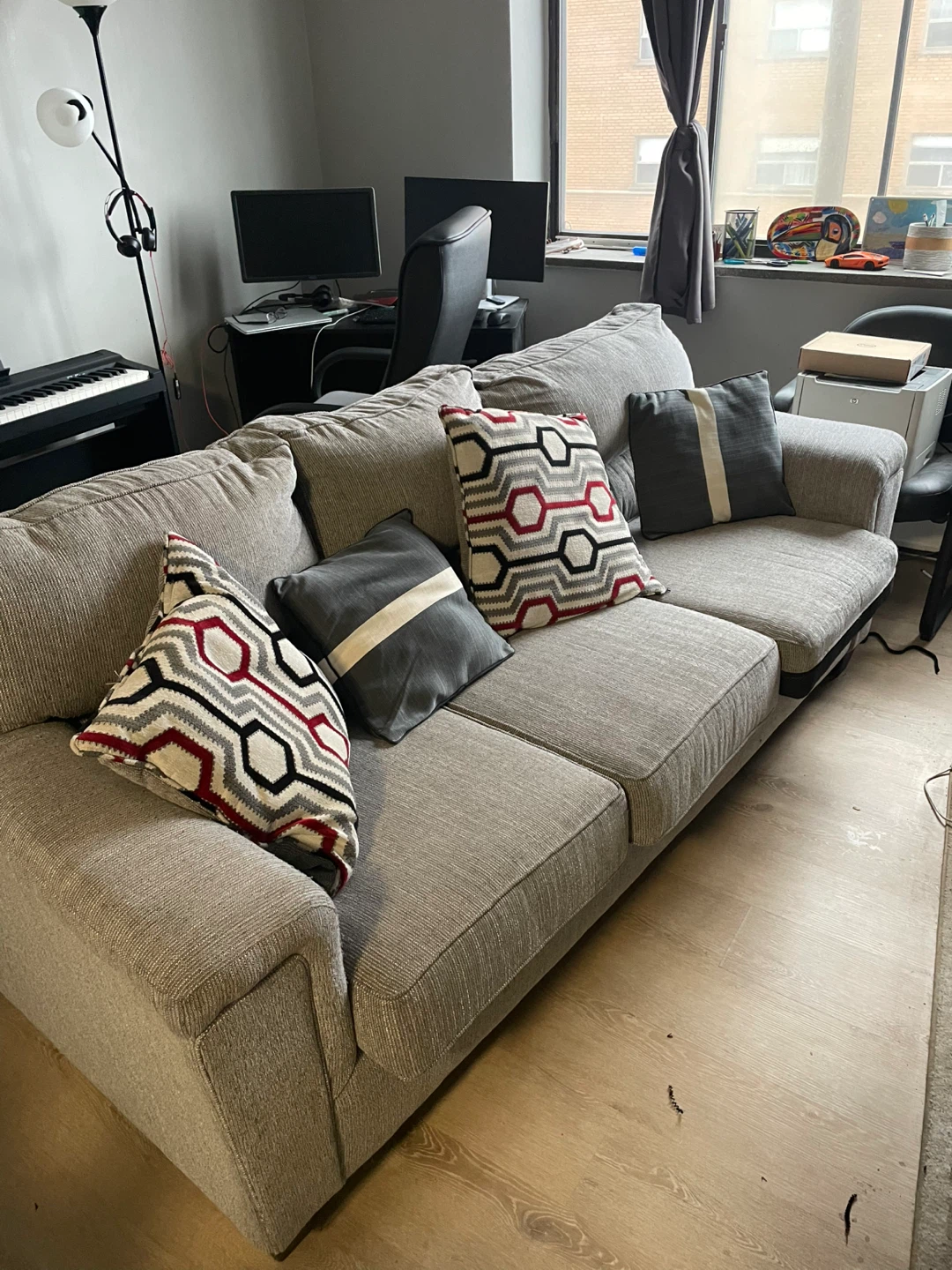 Gray Sectional Sofa with Decorative Pillows - photo 2