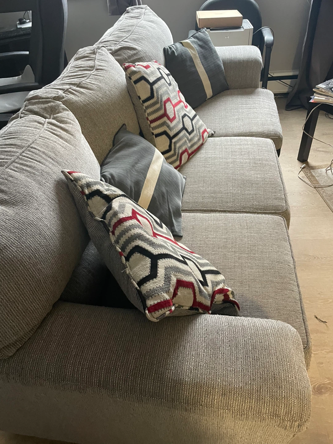 Gray Sectional Sofa with Decorative Pillows