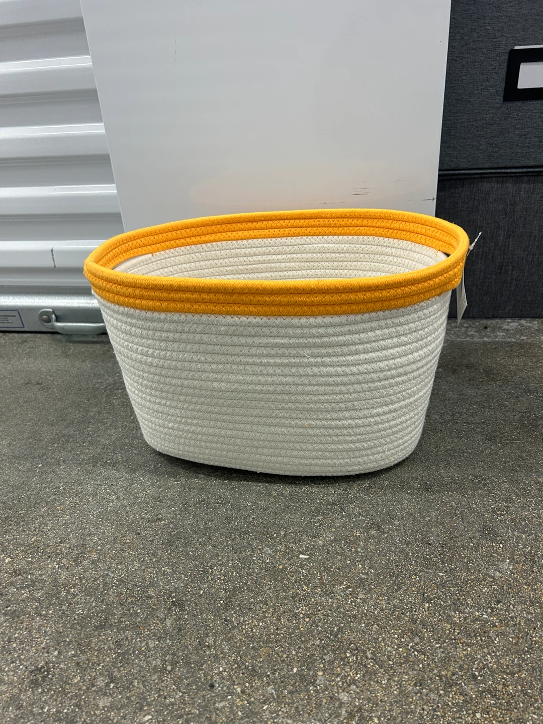 Rope Storage Basket - White & Orange