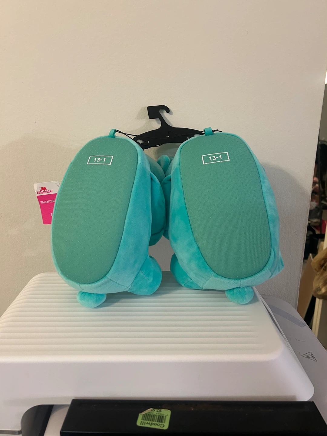 Turquoise Teddy Bear Slippers Size 11-12 - photo 3