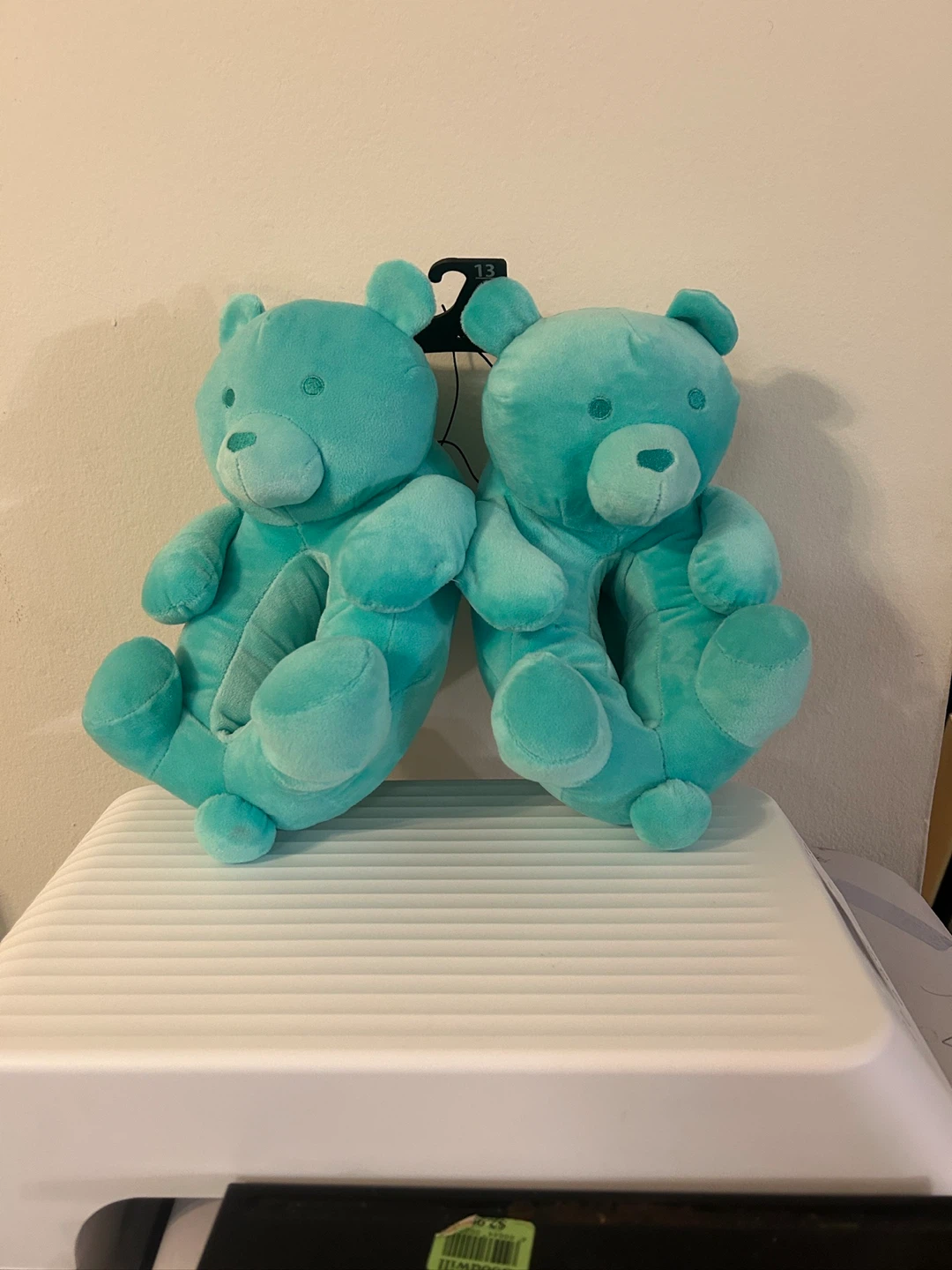 Turquoise Teddy Bear Slippers Size 11-12
