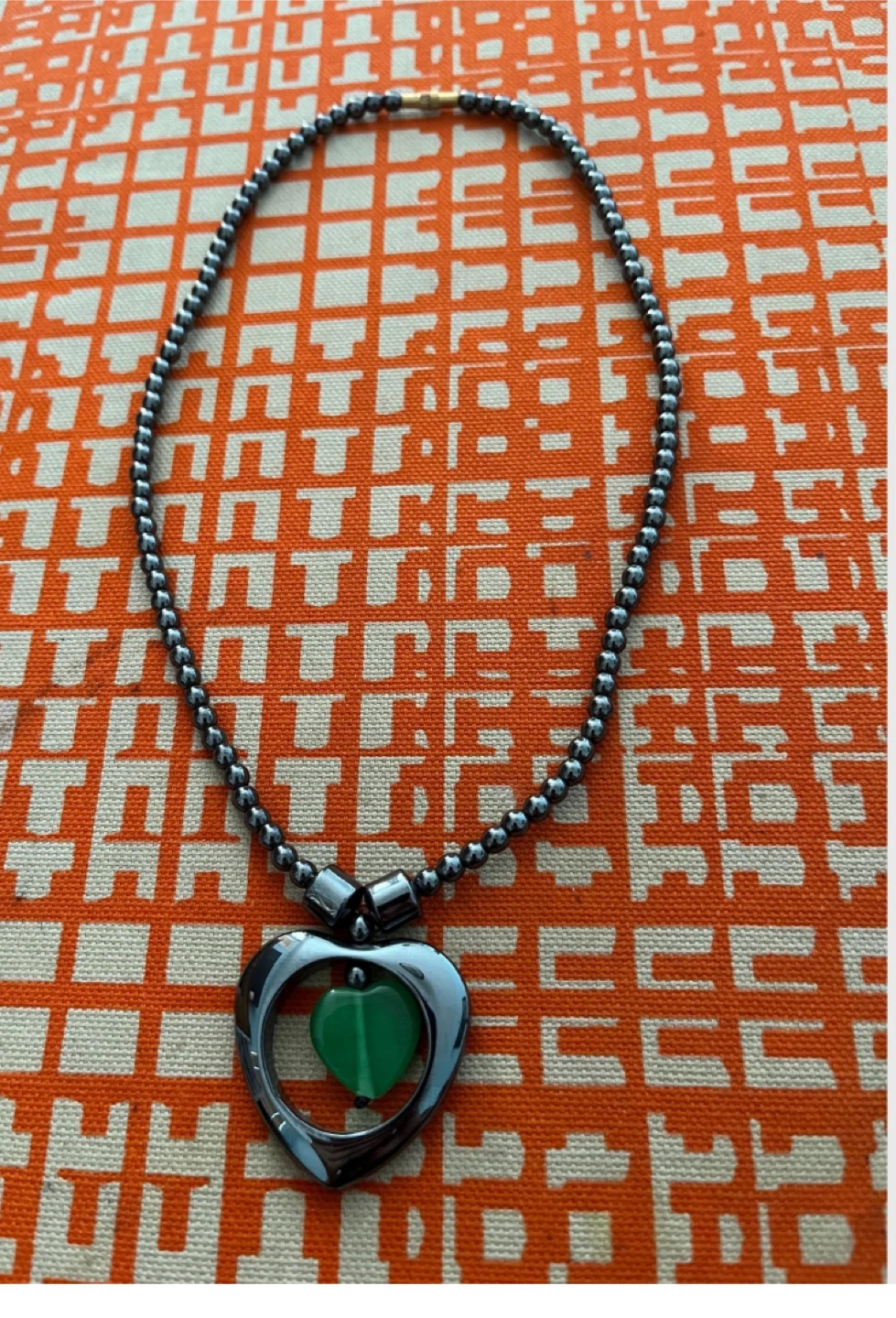 Heart Pendant Necklace with Green Stone Accent