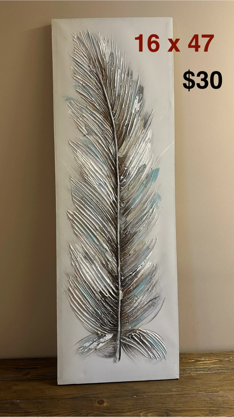 Textured Feather Wall Art 16" x 47"