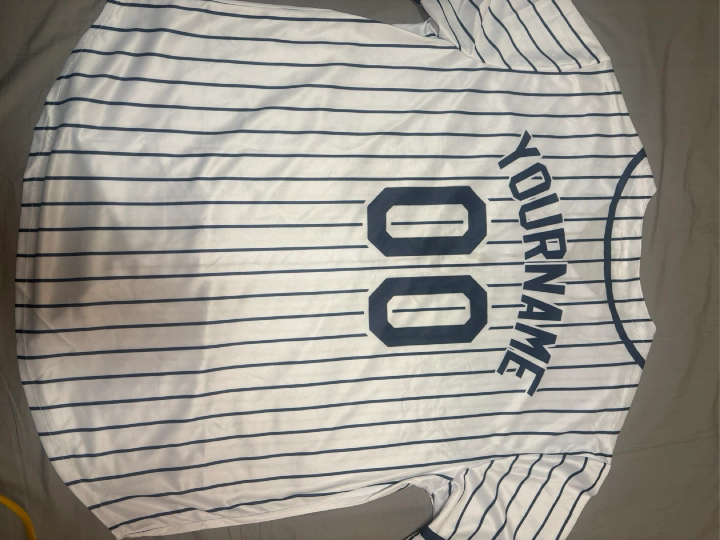 Striped Baseball Jersey with "Yourname" and "00"