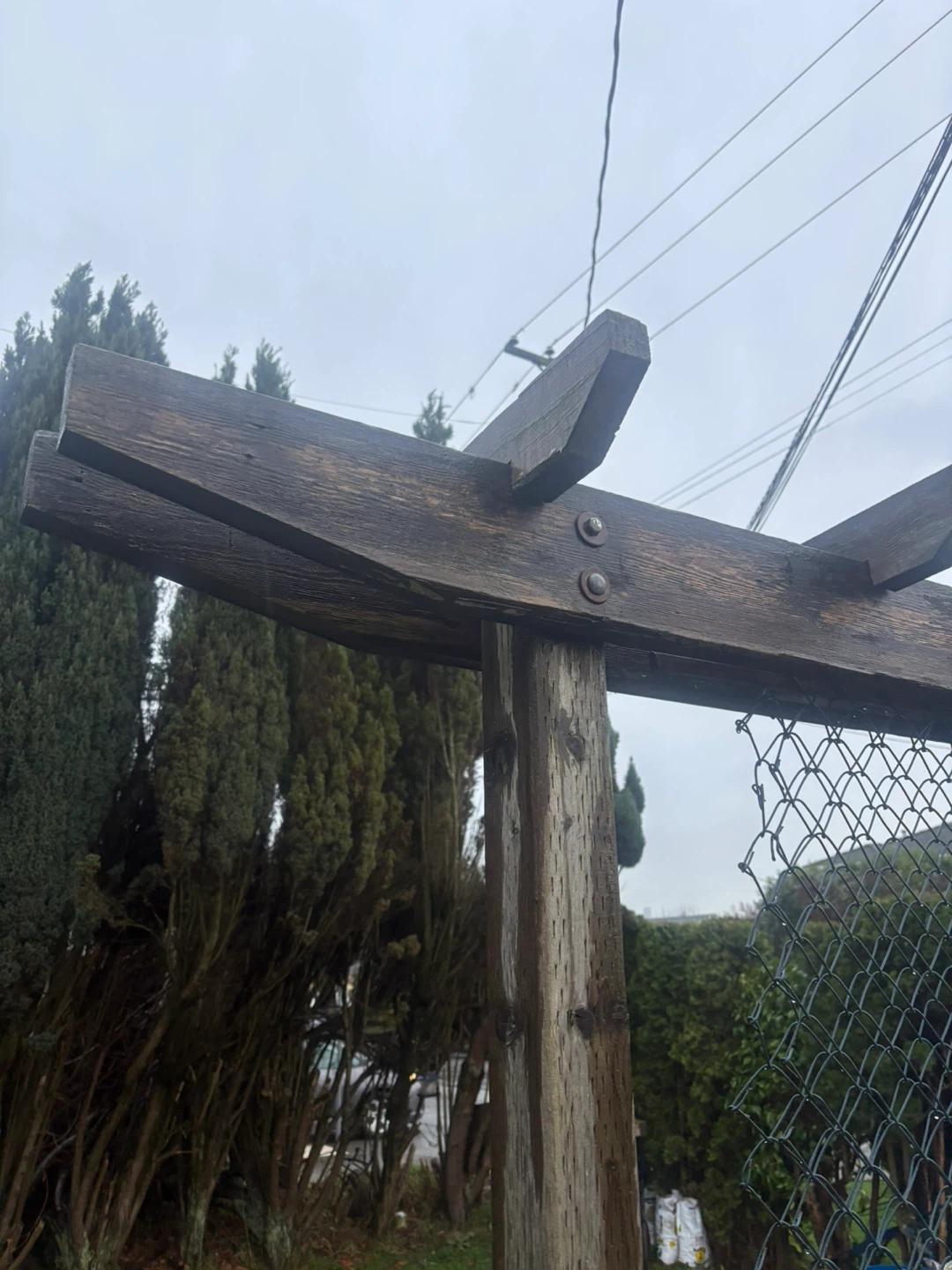 Wooden Pergola Frame with Chain Link Mesh - photo 2