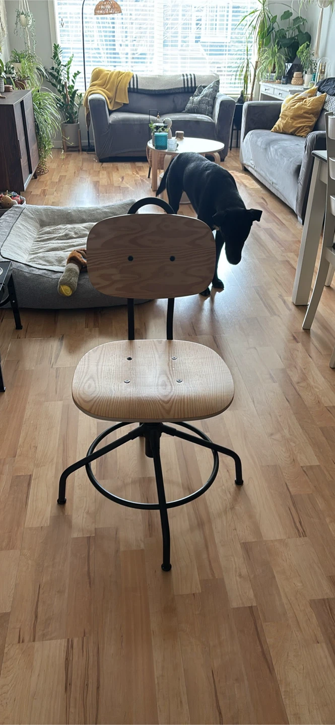 Adjustable Swivel Stool with Wood Seat - photo 2