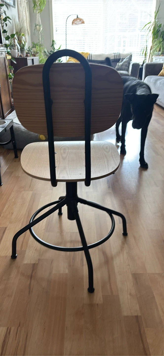 Adjustable Swivel Stool with Wood Seat - photo 3