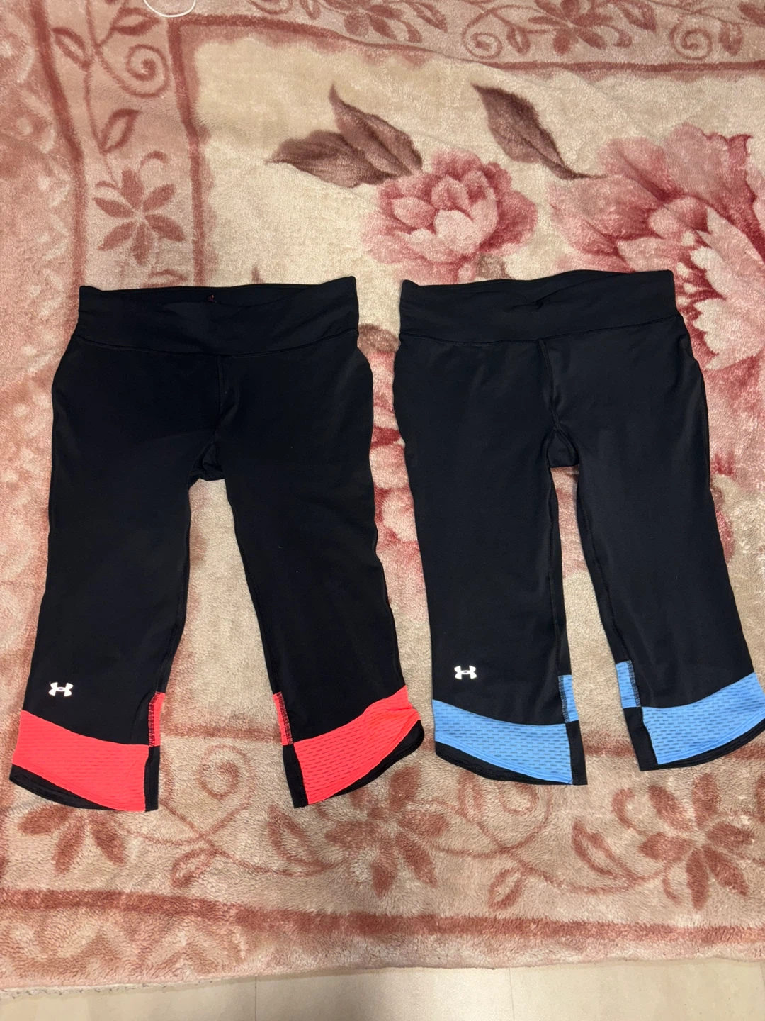 Under Armour Women's Running Capris - Black Red/Blue Accents