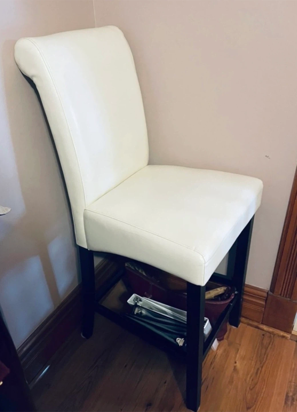 White Faux Leather Bar Stool - photo 2