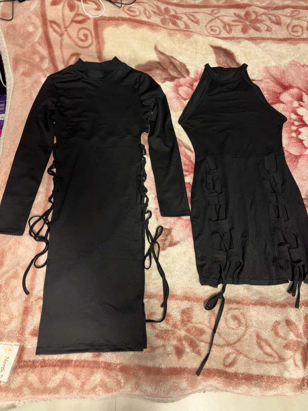Black Two-Piece Dress with Lace-Up Detail - photo 2