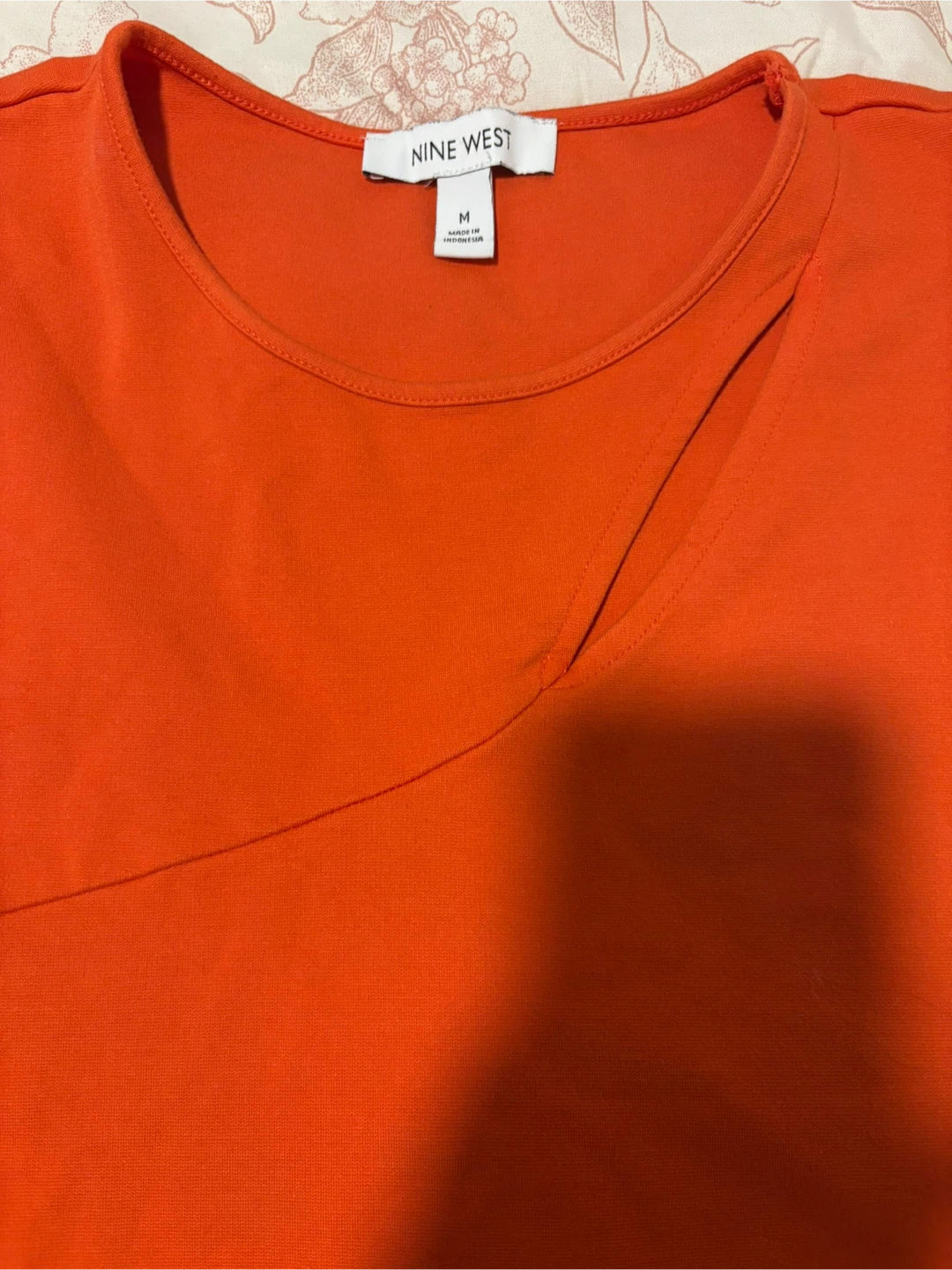 Nine West Orange Sleeveless Asymmetrical Neck Top - Medium - photo 4
