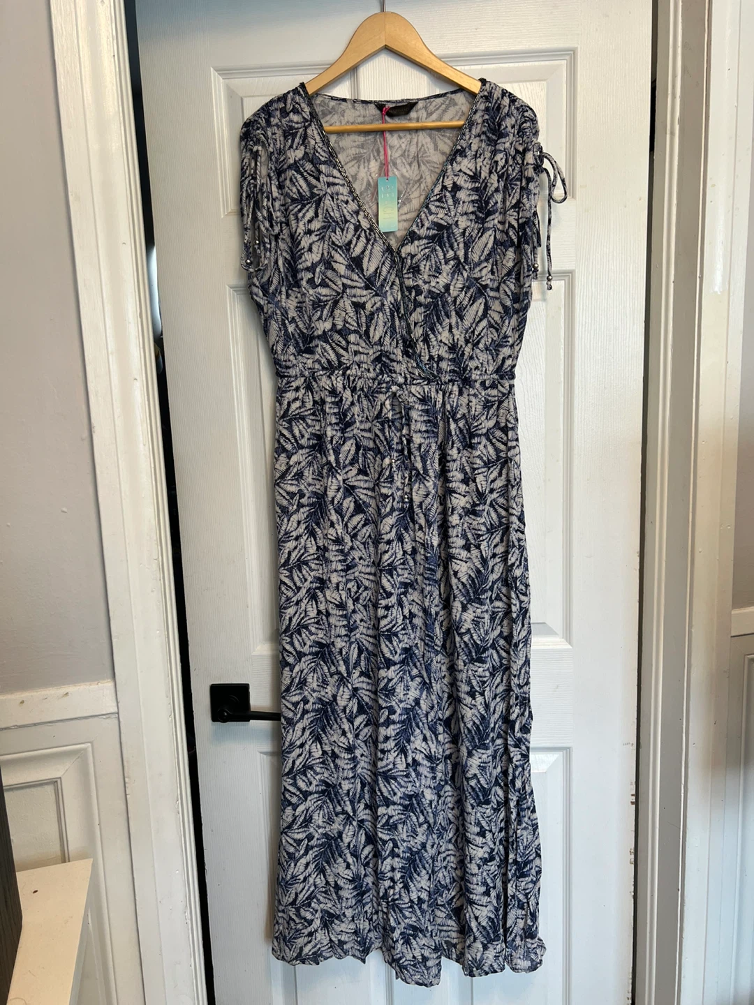 New Maxi Dress - Blue Leaf Print