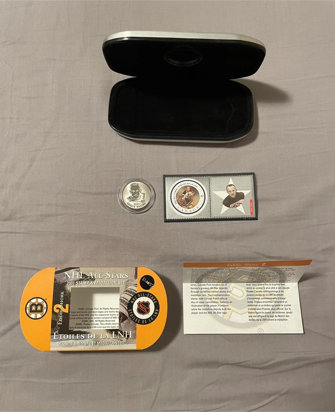2001 NHL All-Stars Eddie Shore Stamp & Medallion Set