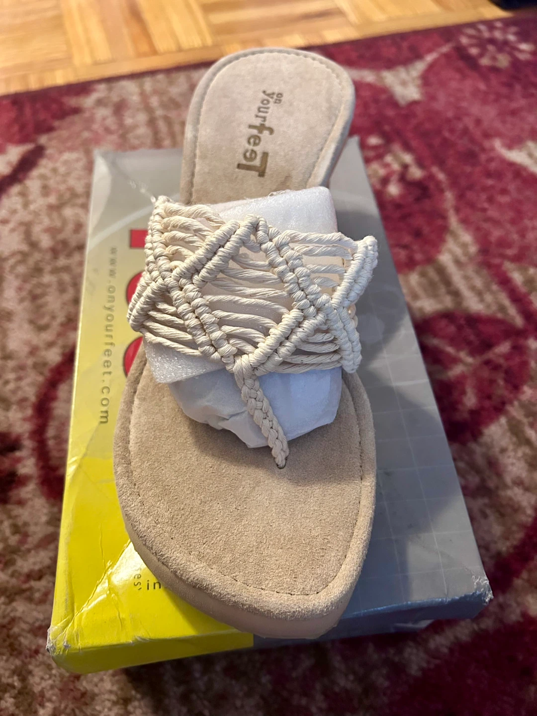 Brand new On Your Feet Beige Woven Strap Heeled Sandals Size 8.5