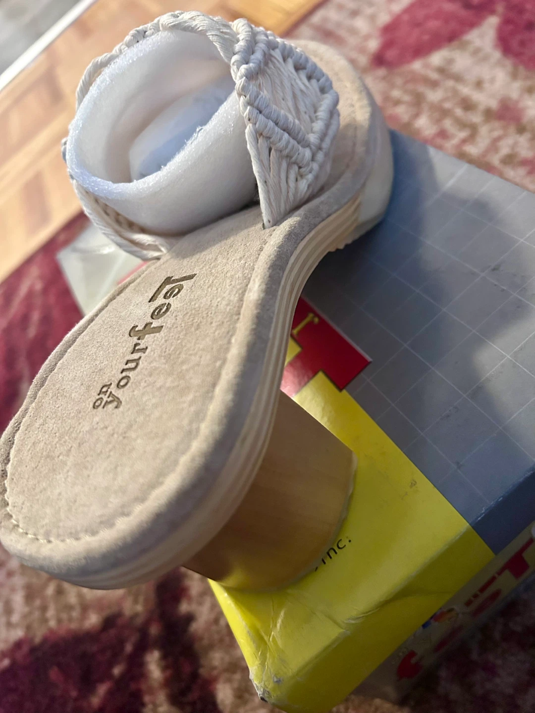 Brand new On Your Feet Beige Woven Strap Heeled Sandals Size 8.5 - photo 2
