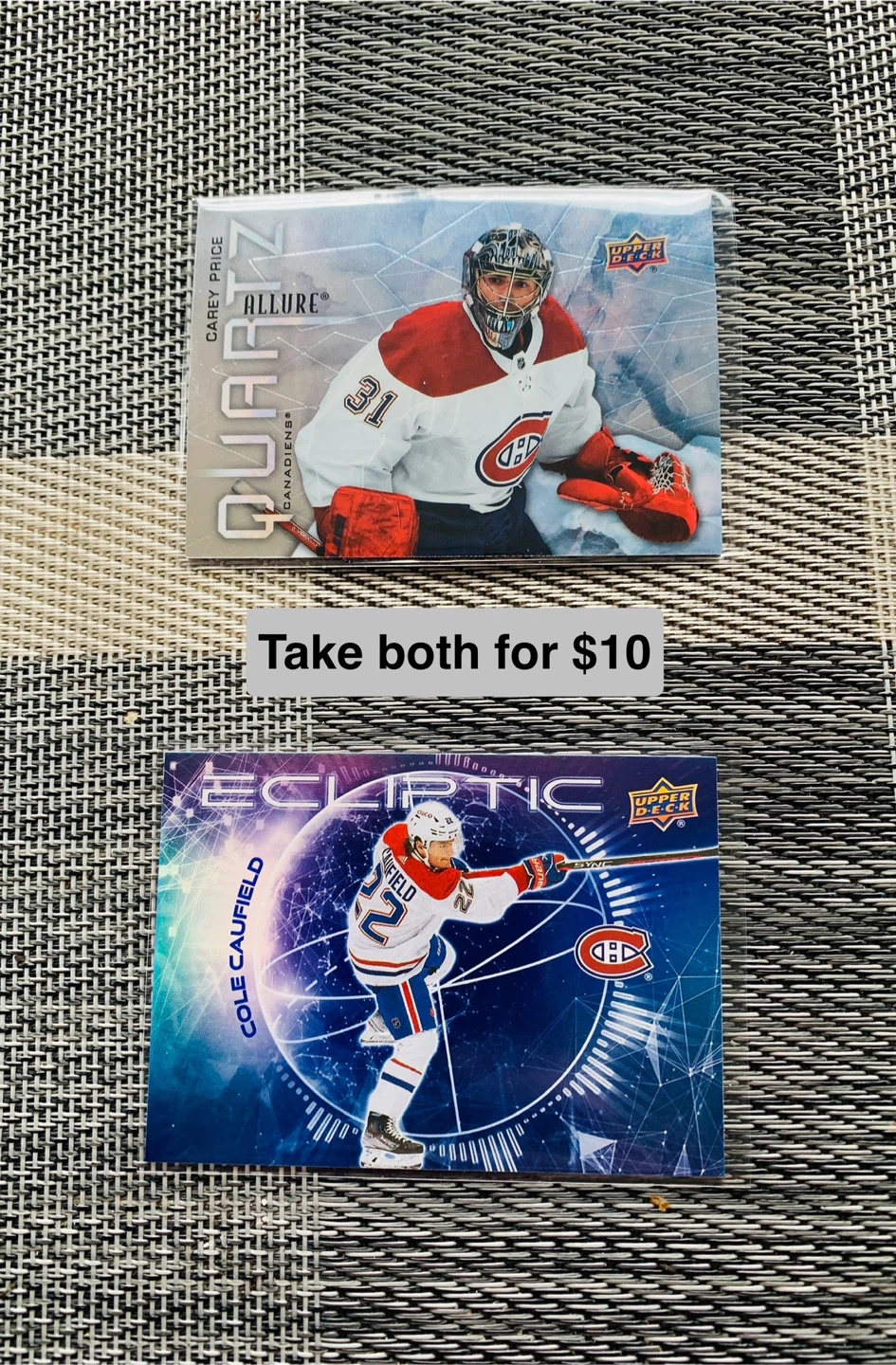 MTL Canadiens Price / Caufield Hockey Cards UNGRADED Upper Deck