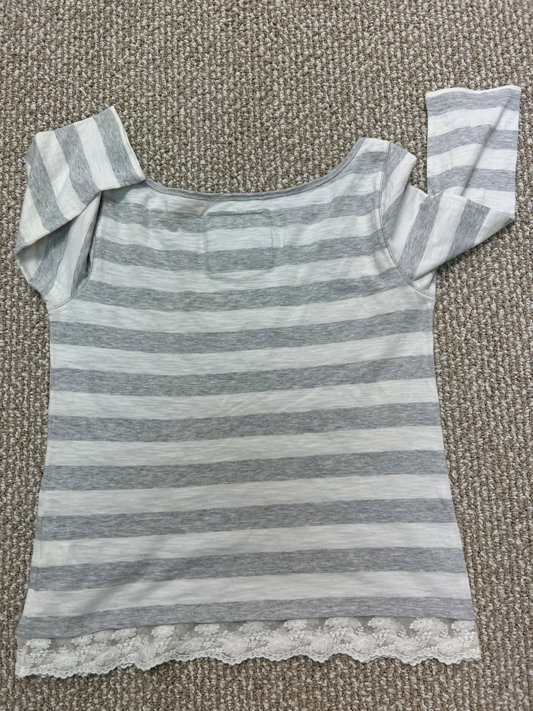 Abercrombie & Fitch Striped Lace Trim Top Sz L - photo 4
