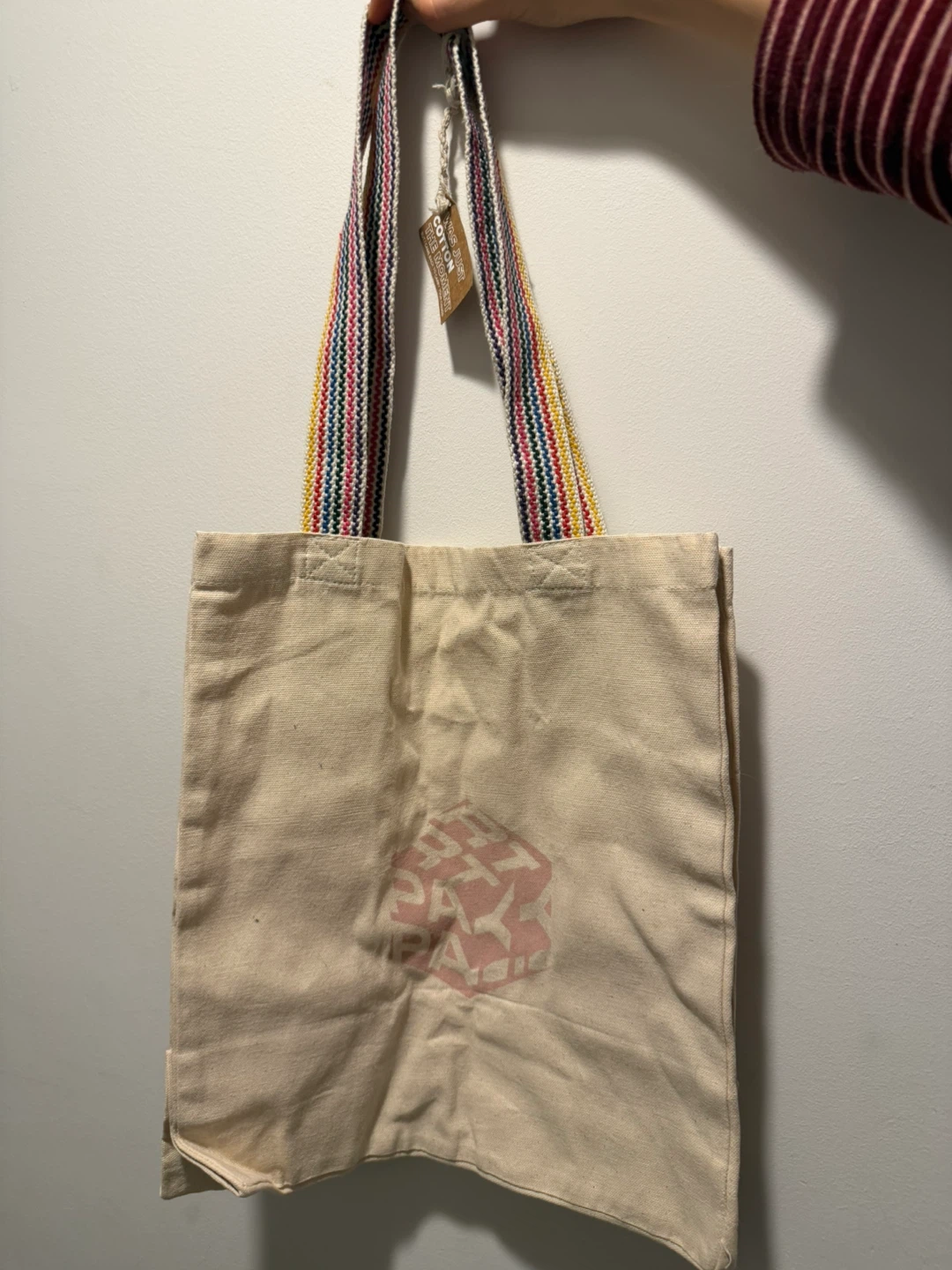 Canvas Tote Bag with Colorful Straps