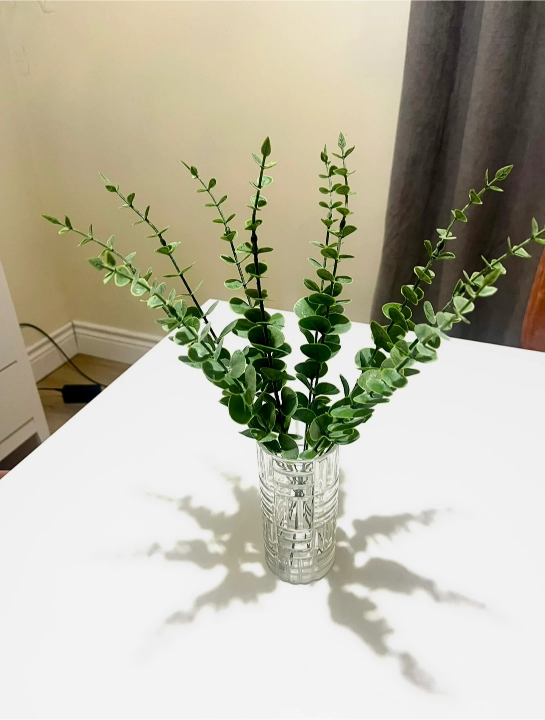 Artificial Eucalyptus Stems in Crystal Vase - photo 2