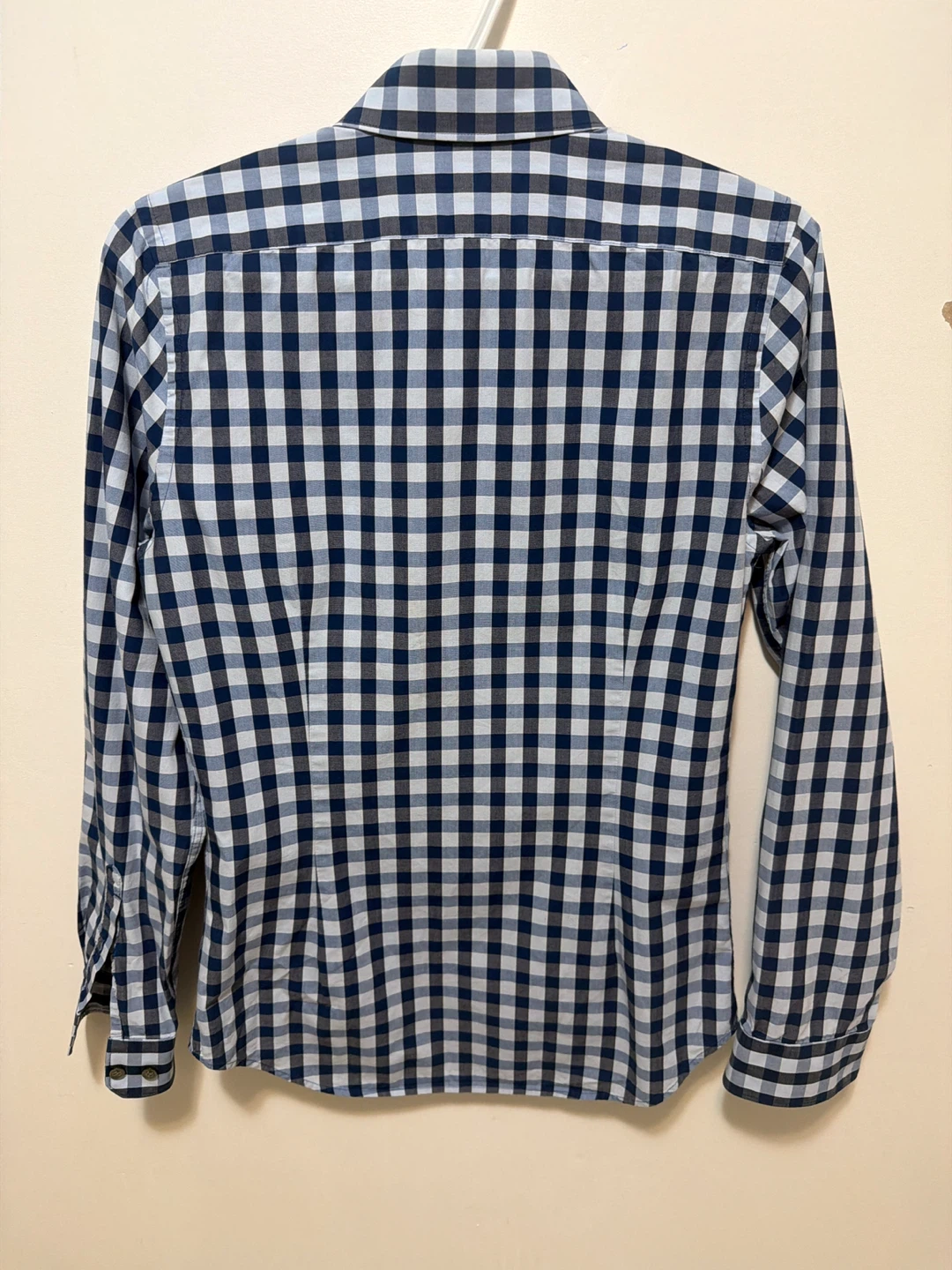 Express Men's Blue Gingham Extra Slim Fit Dress Shirt - XS - photo 4