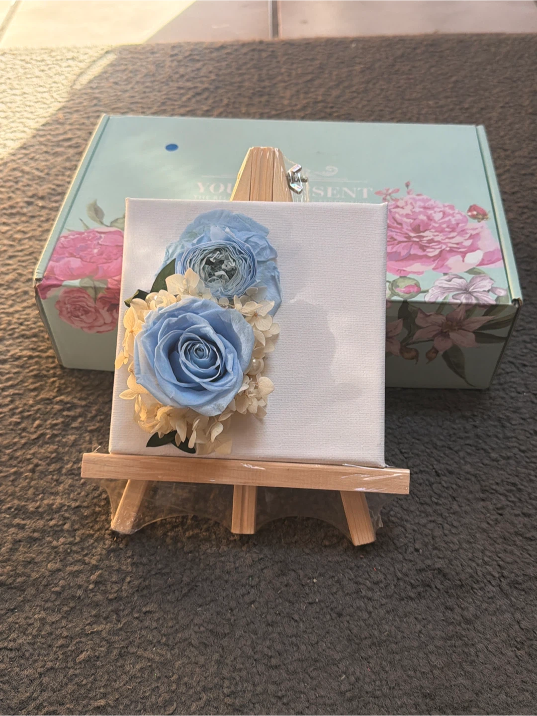 Preserved Flower Canvas Art with Easel