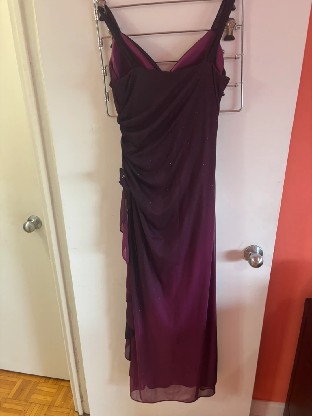 Women's Purple Ruched Gown Size 12