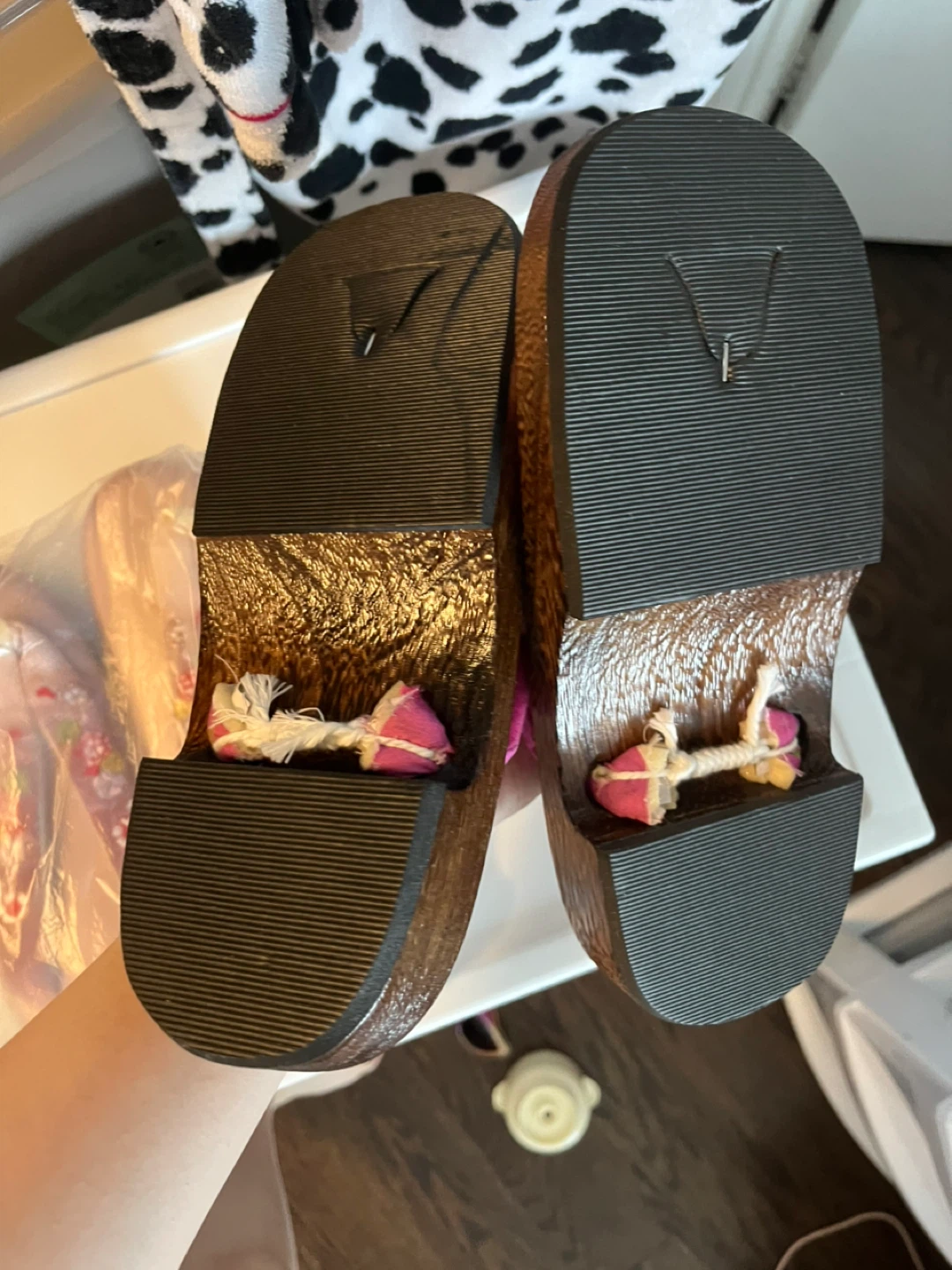 Japanese Geta Wooden Clogs Sandals Pink Floral