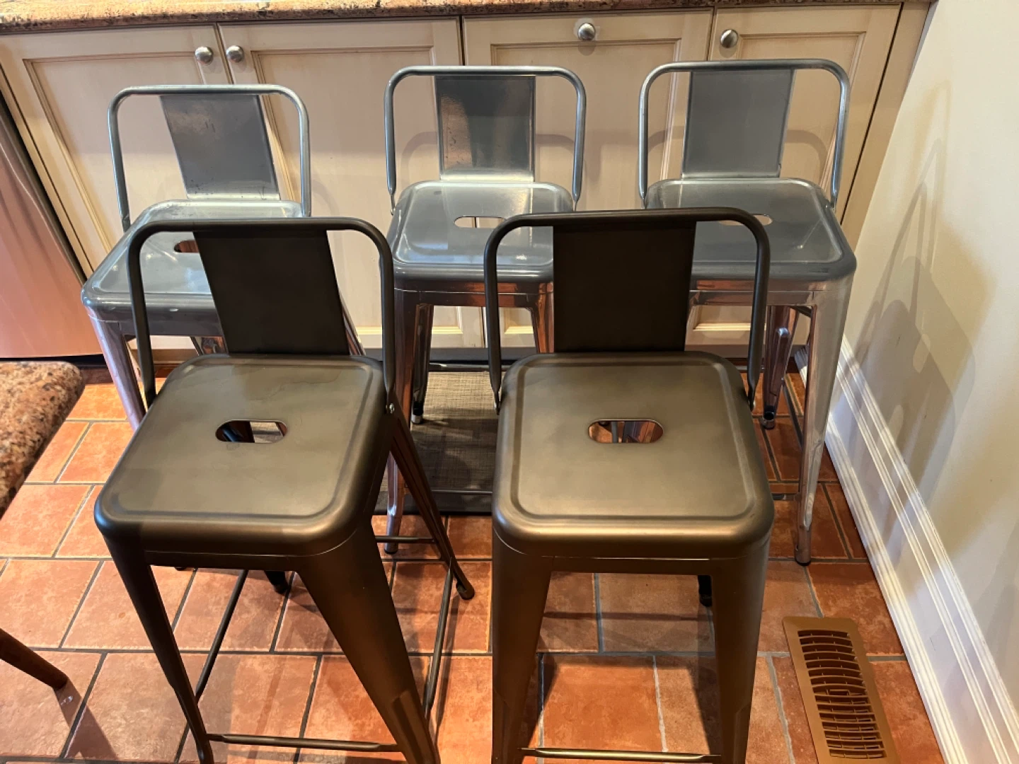 Set of 6 Metal Bar Stools - photo 3
