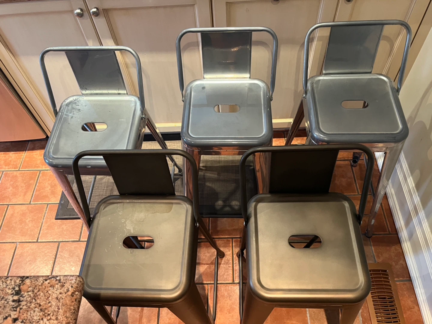 Set of 6 Metal Bar Stools