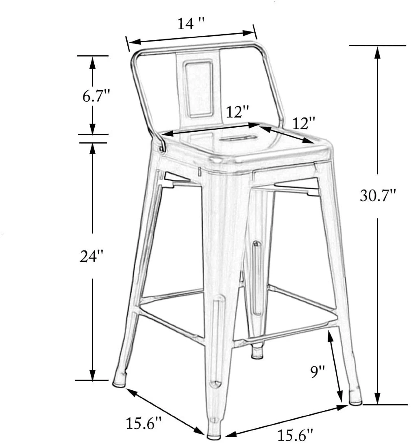 Set of 6 Metal Bar Stools - photo 2