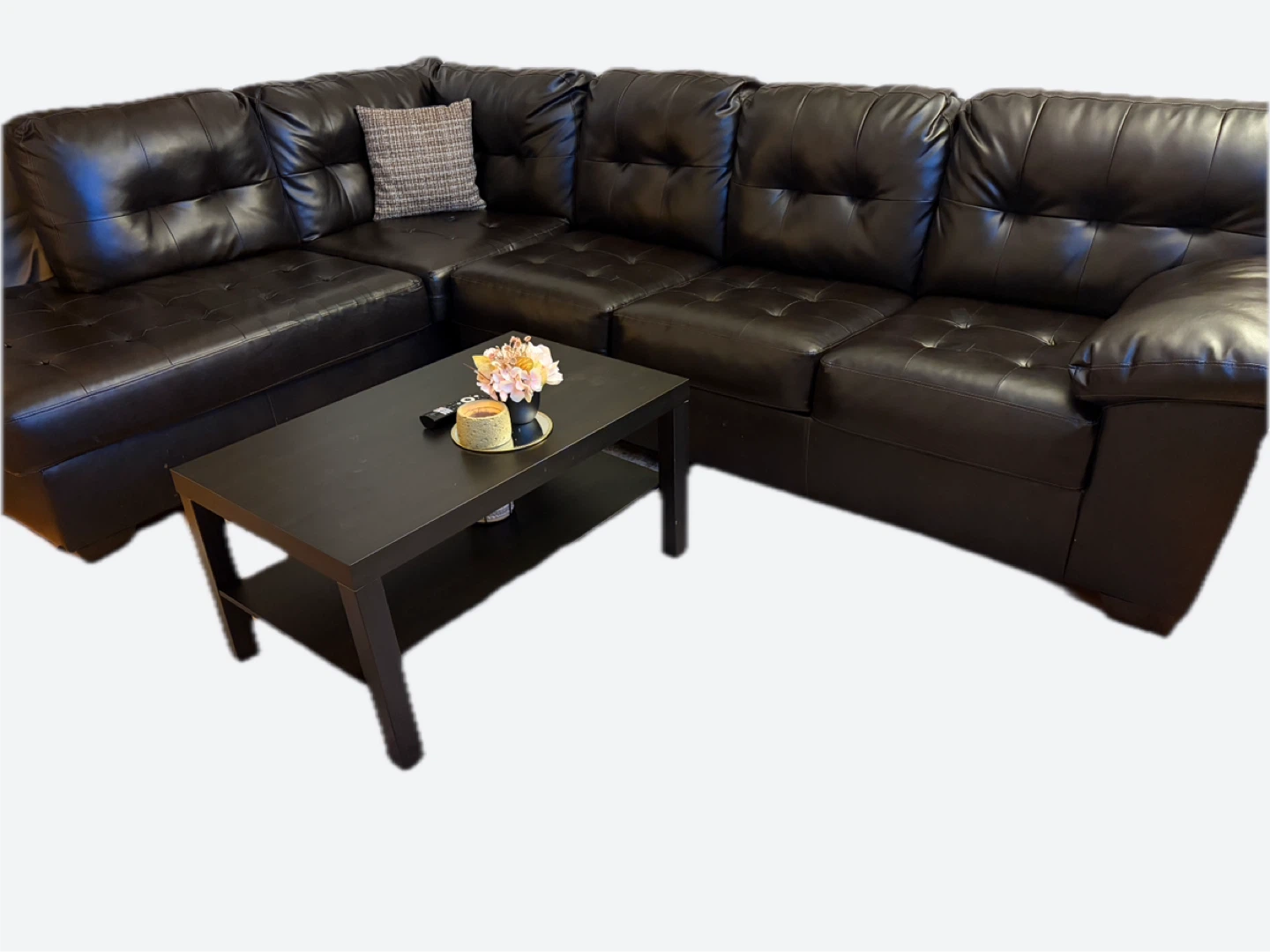 Brown Faux Leather Sectional Couch