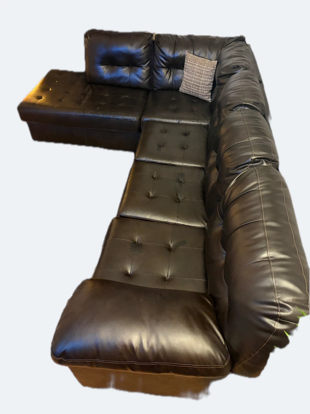 Brown Faux Leather Sectional Couch - photo 2
