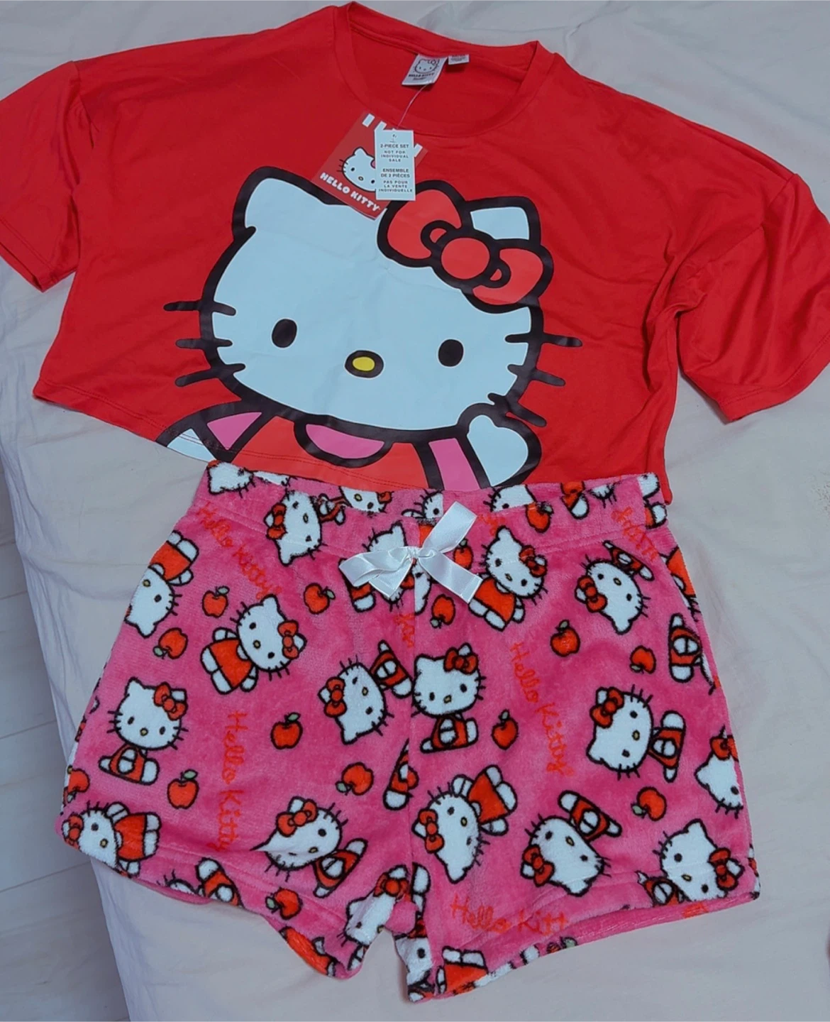 Hello Kitty Pajama Set - Red Top & Pink Shorts