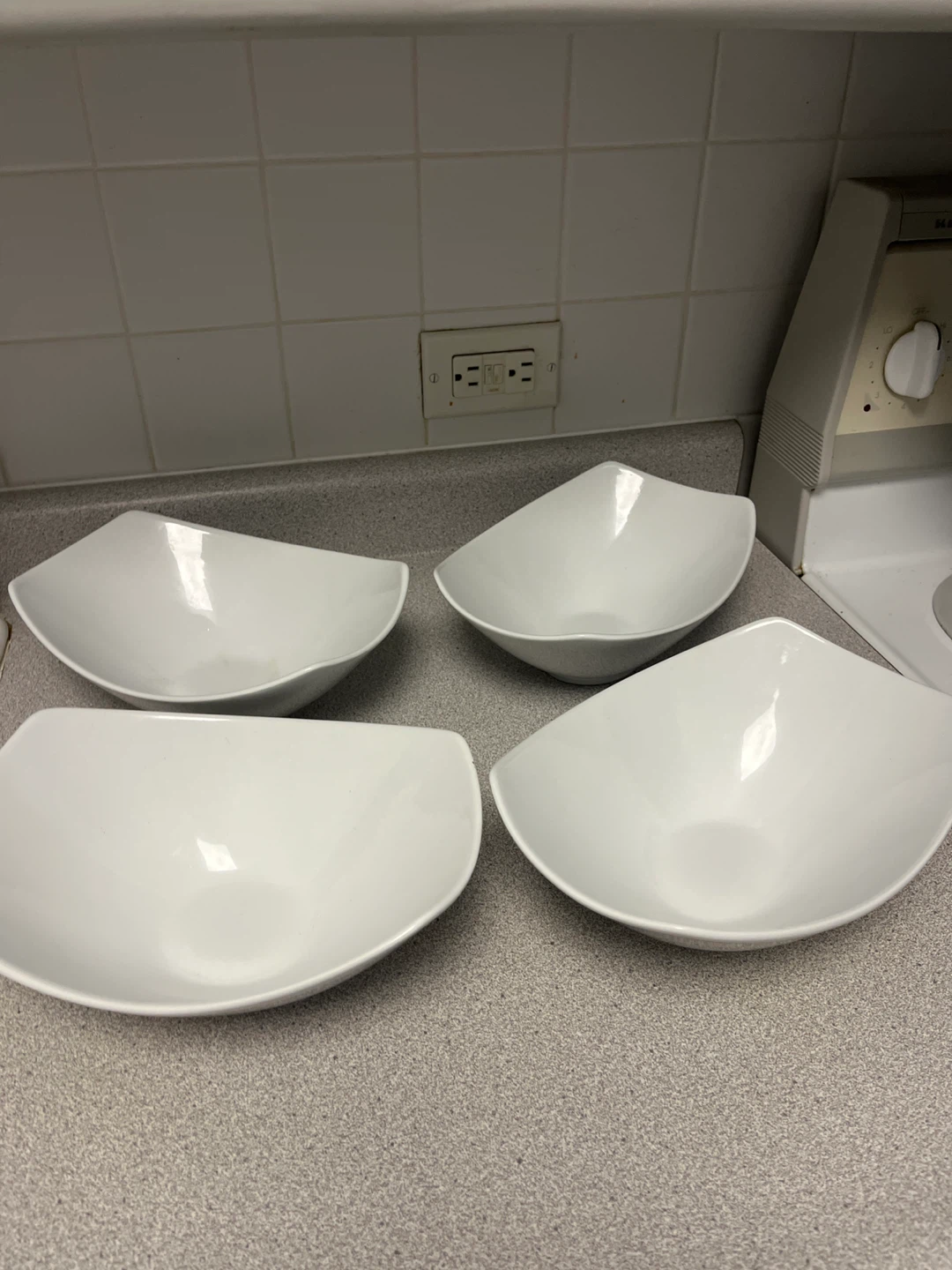 Set of 4 White Porcelain Serving Bowls by Overandback