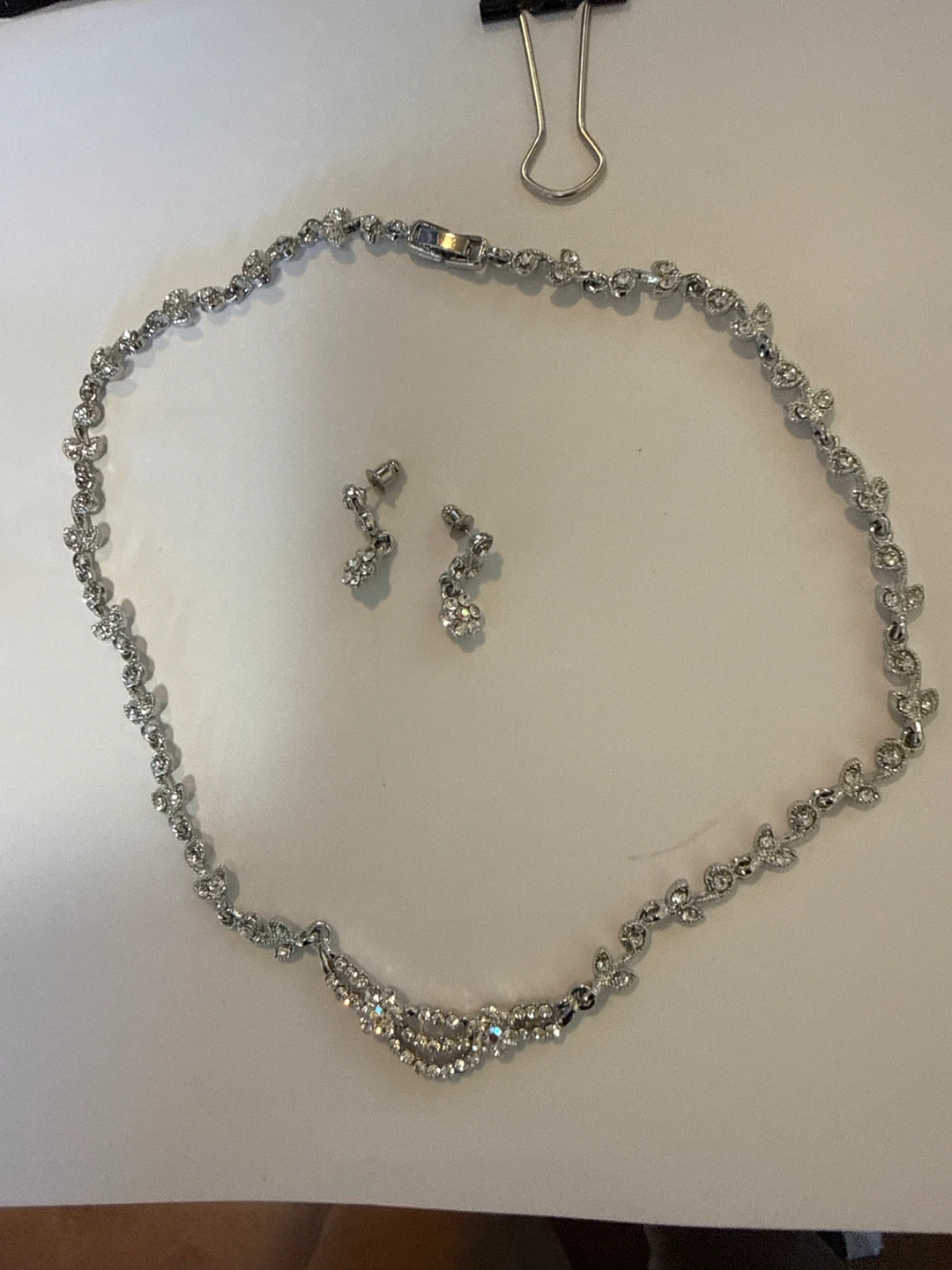Rhinestone Necklace and Earring Set