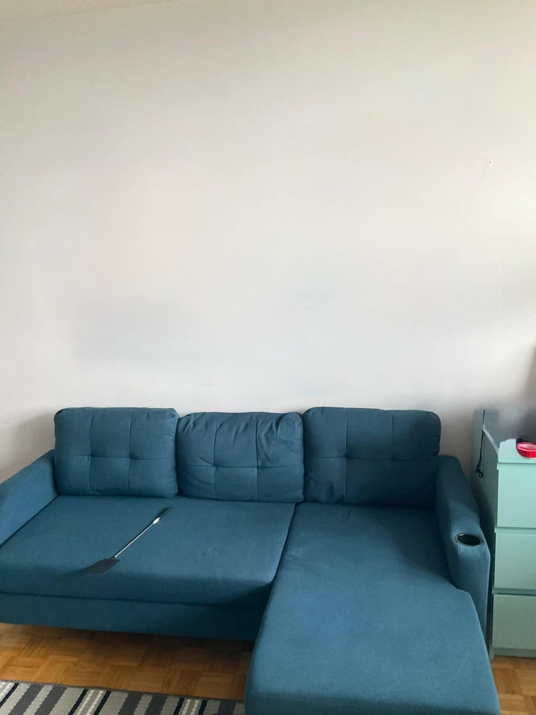 Teal Sectional Sofa with Cup Holder