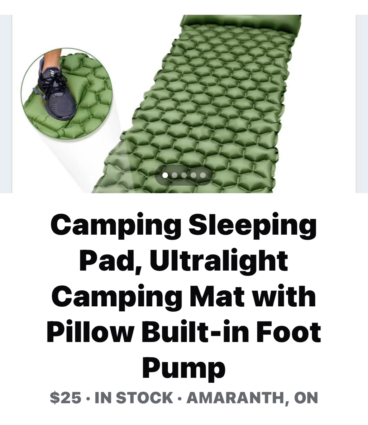 Camping Sleeping Pad, Ultralight Camping Mat with Pillow Built