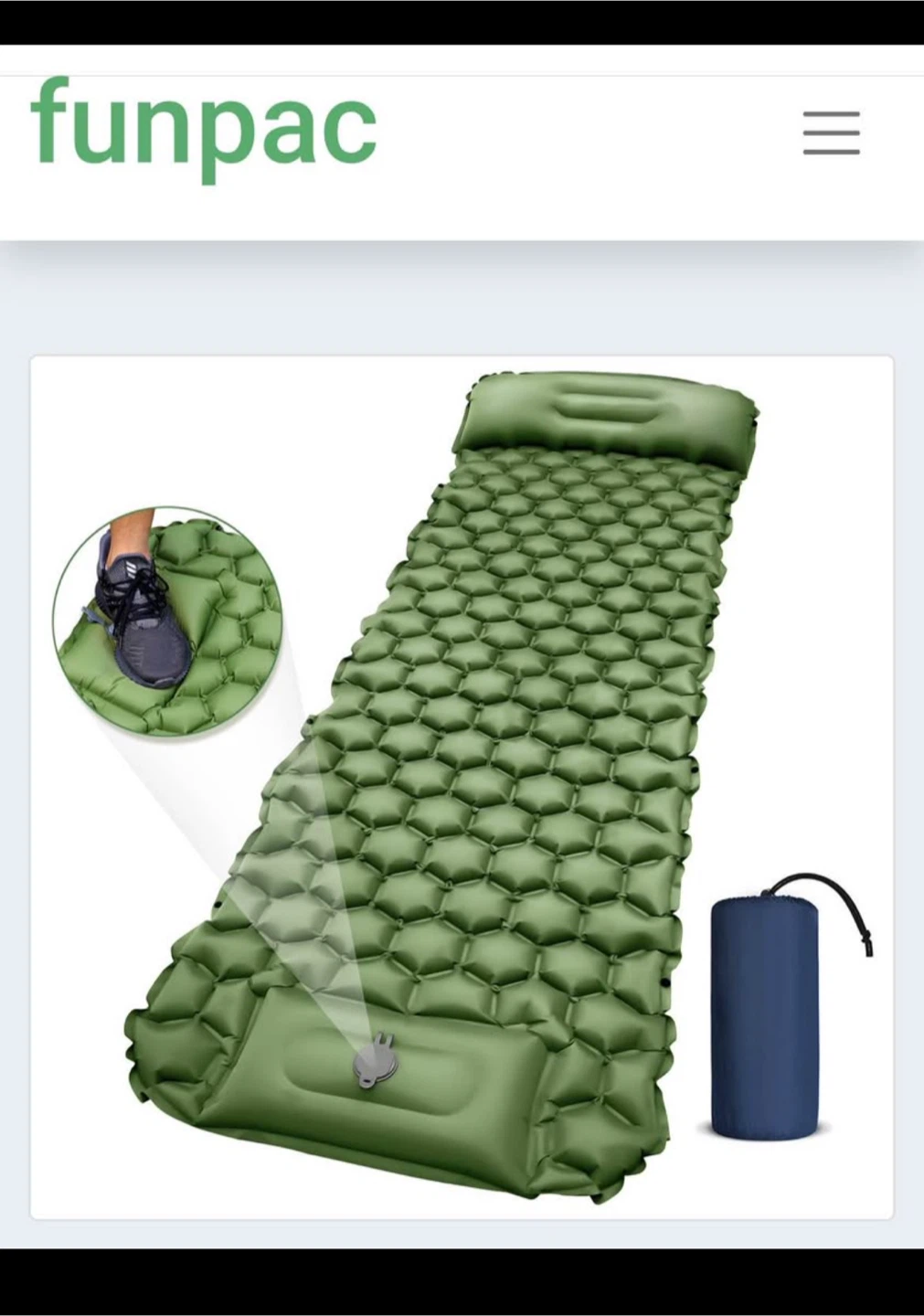 Camping Sleeping Pad, Ultralight Camping Mat with Pillow Built - photo 5