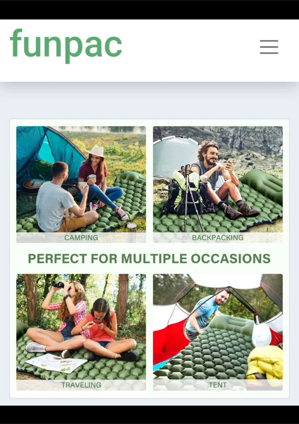 Camping Sleeping Pad, Ultralight Camping Mat with Pillow Built - photo 3