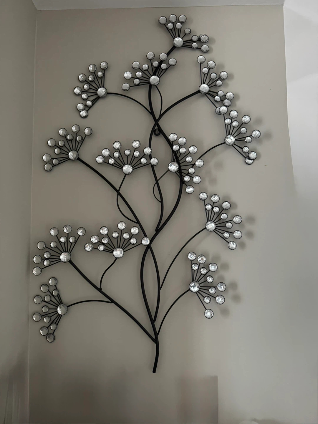 Metal Wall Art with Crystal Accents - 2 pieces