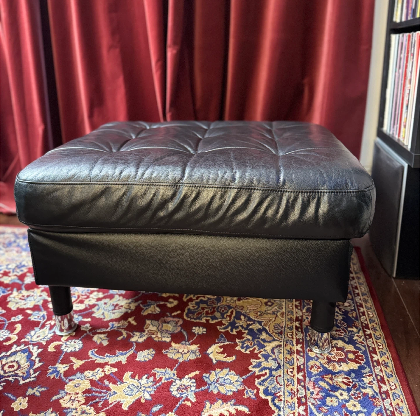 Genuine Leather Tufted Ottoman - IKEA Morabo