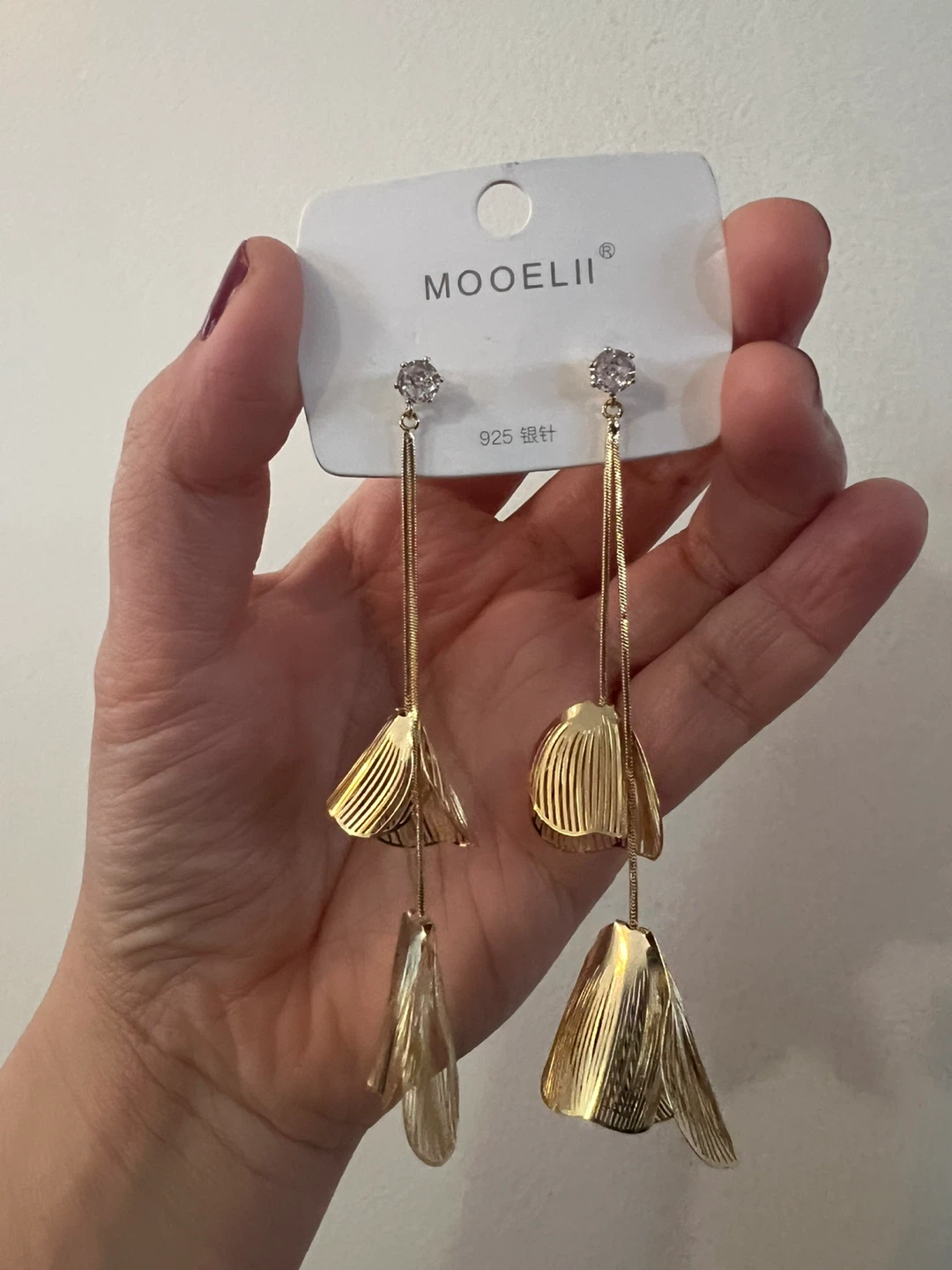MOOELII Gold Dangle Earrings with Rhinestones