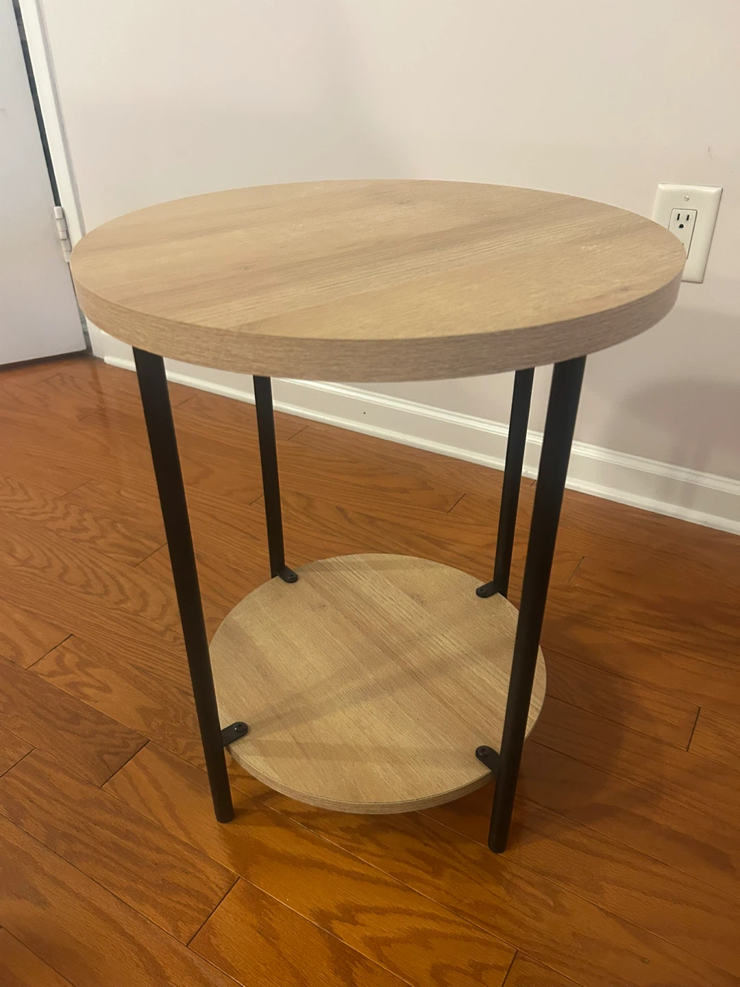 Round Wood Side Table Set of 2