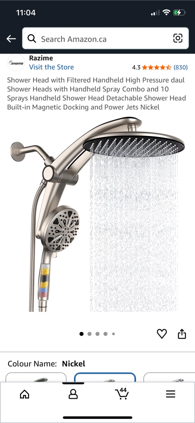 Razime Rain Shower Head Combo - Nickel