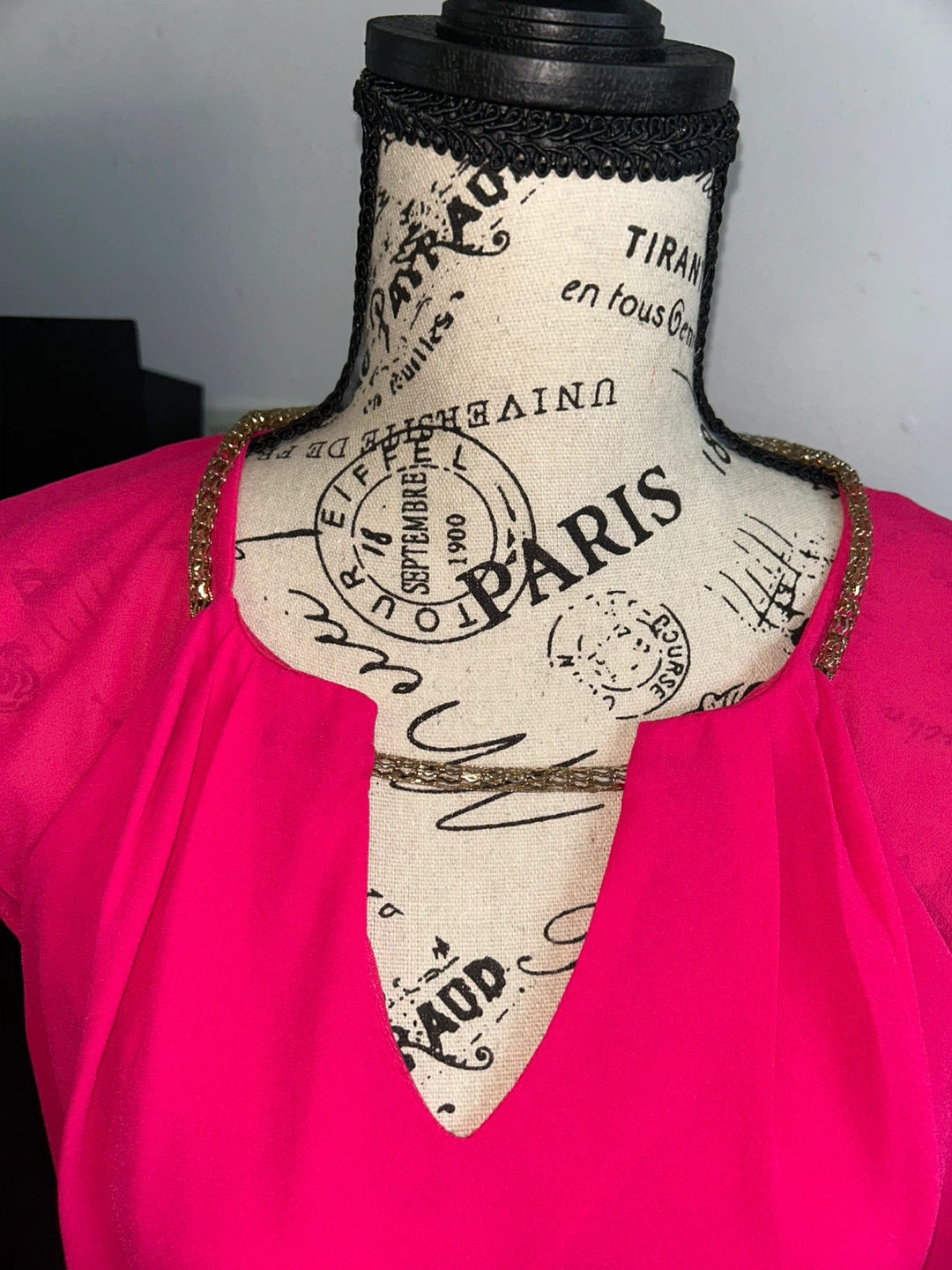 Women's Hot Pink Dress with Gold Chain Detail - photo 3